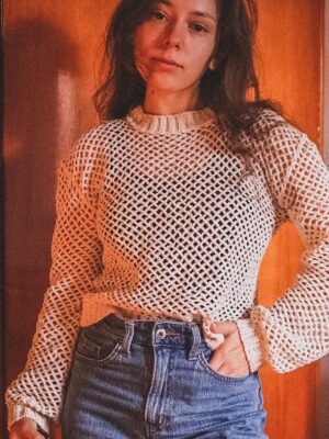 it’s fall mesh sweater