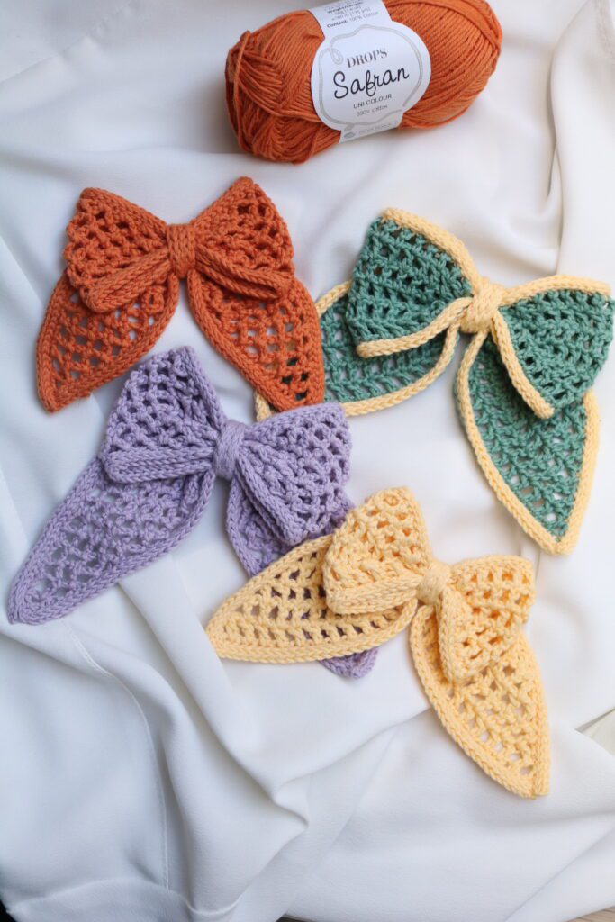 Quick crochet bow hair accessory — beginner scrap yarn pattern