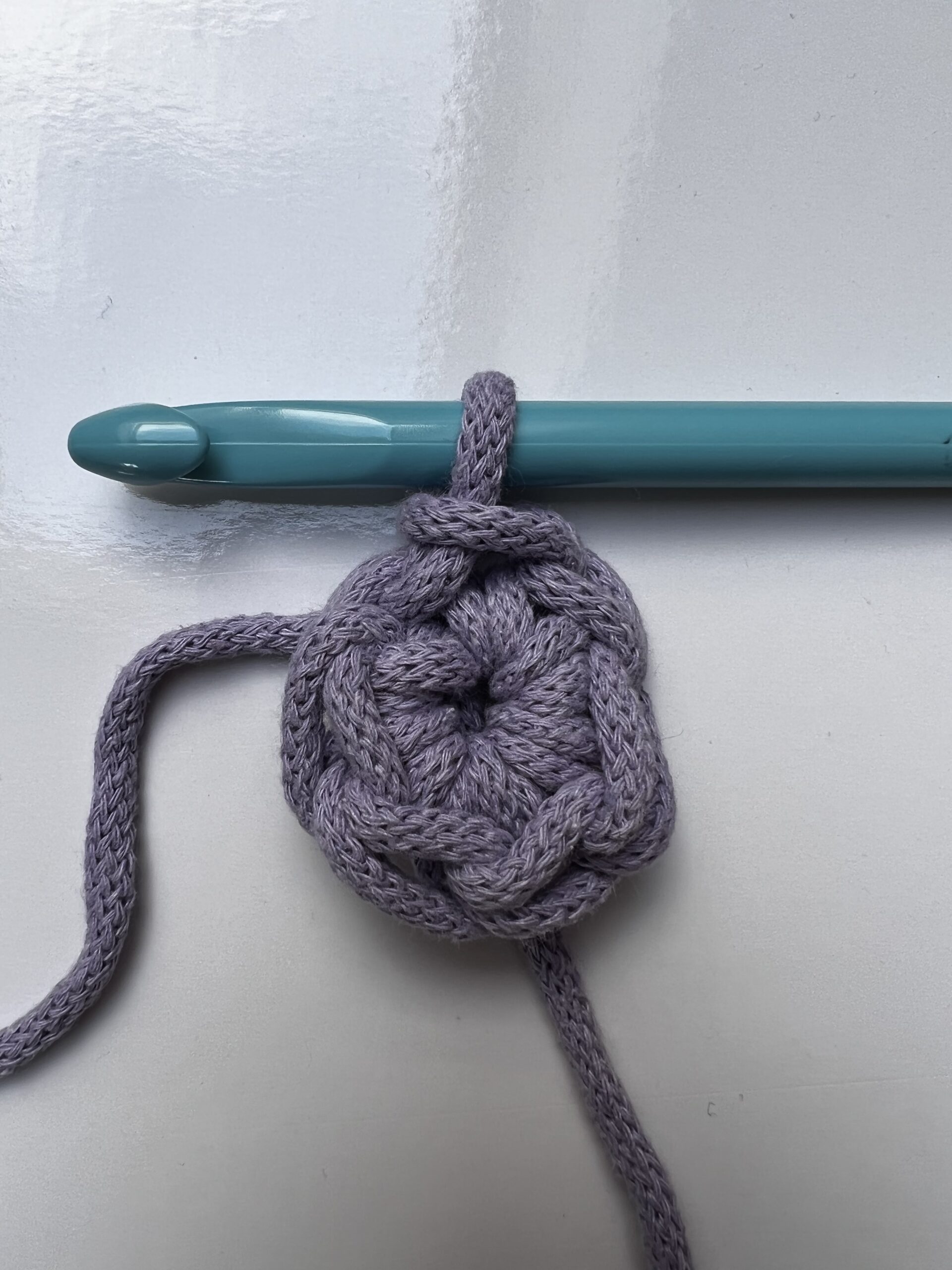 Crocheting in the round with a chunky chainette yarn, a construction that is far thicker than its weight per metre suggests