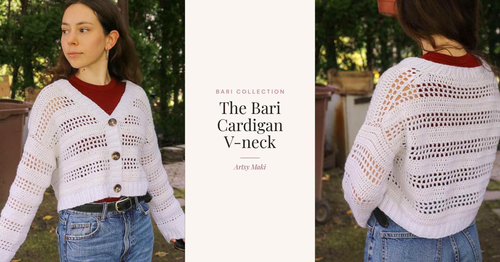 The Bari Cardigan V-neck: A Mesh Stripe Crochet Cardigan Pattern The Bari Cardigan V-neck: A Mesh Stripe Crochet Cardigan Pattern
